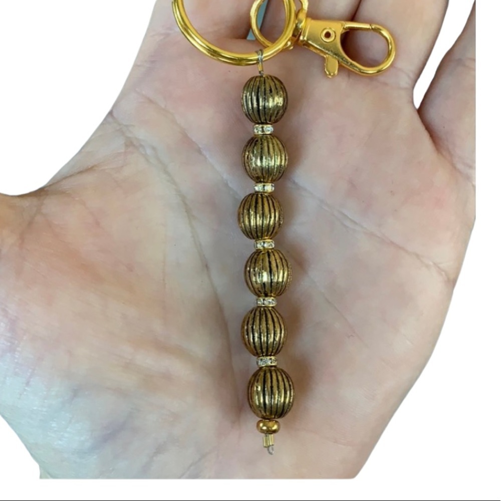 Gold beaded handmade keychain